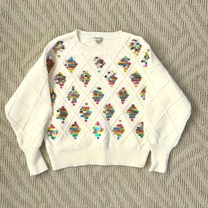 Kids Habitual Sweater Off White with colorful sequins, new never worn
